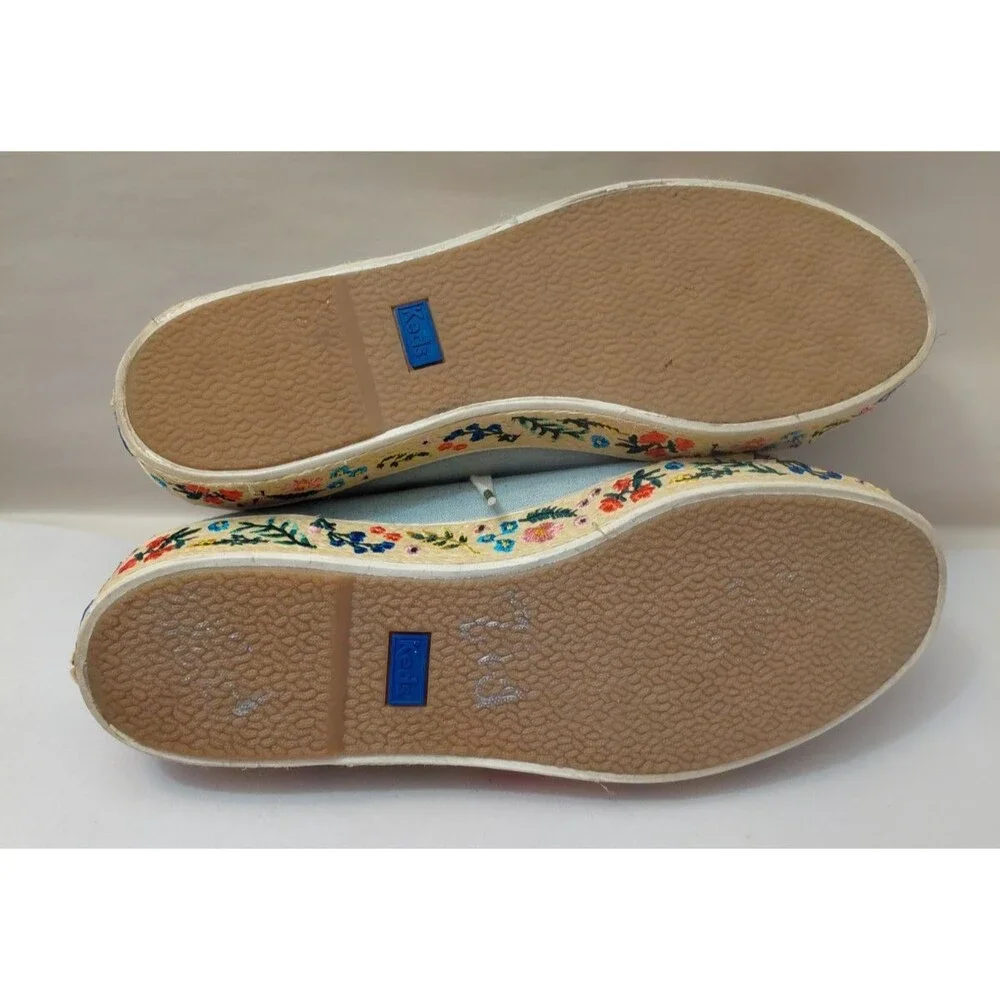 Keds X Rifle Paper Co. Platform Embroidered Lt Blue Sneakers Women’s Sz. 7 5